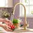3-In-1 Kitchen Faucet With Press-Type Glass Rinser, High-Arc Pull-Down Sprayer